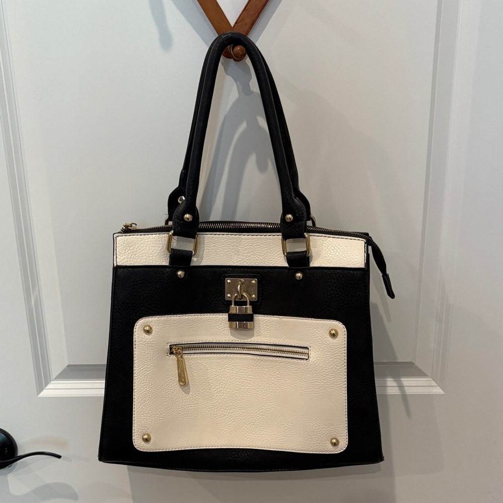 Charming Charlie Black and Cream Satchel lightly used